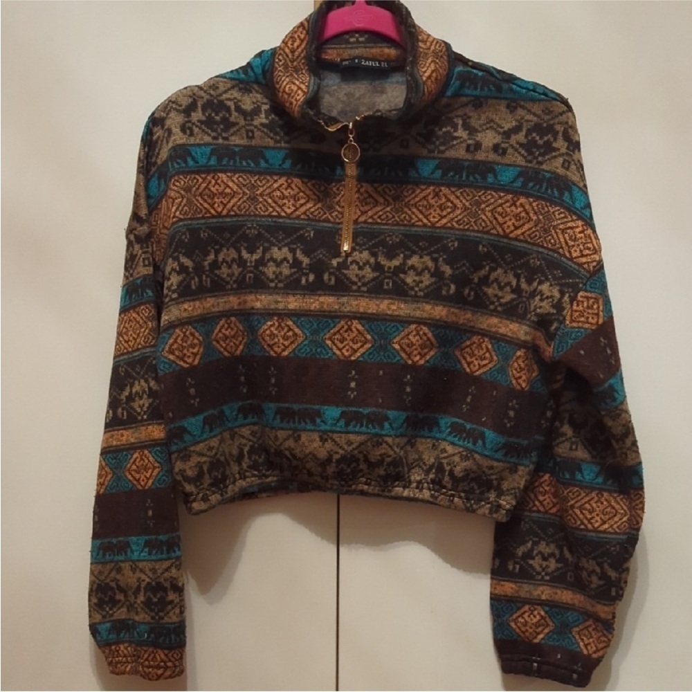SOLD🛍Bundle sale🛍Zaful tribal cropped sweater small - Picture 2 of 7
